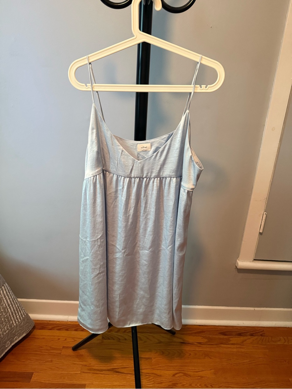 Aritzia Wilfred Blue Satin Dress
